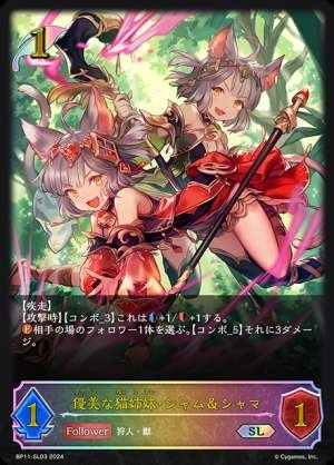 Graceful cat sisters, Siamese and Shama